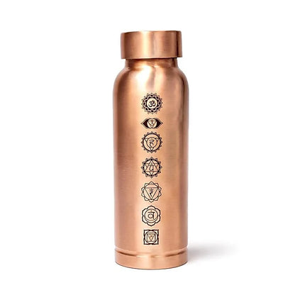 Bouteille en cuivre (Tamba) - Motif des chakras gravés - 0,5 L – 280 gr - Fait en Inde