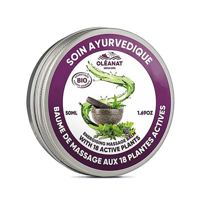 Baume de massage ayurvédique bio aux 18 plantes – Oléanat – Fabriqué en France
