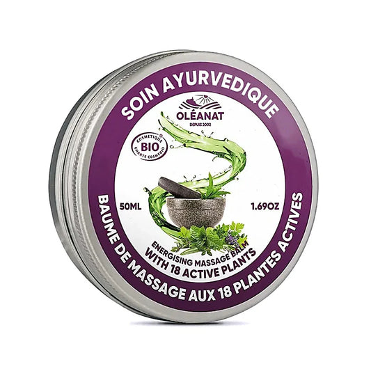 Baume de massage ayurvédique bio aux 18 plantes – Oléanat – Fabriqué en France
