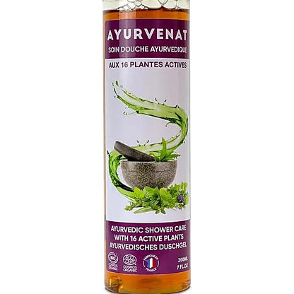 Ayurvedic Shower Gel with 16 Active Plant Extracts – Anti-Stress &amp; Vital Energy, with Neem and Amalaki – 200 ml