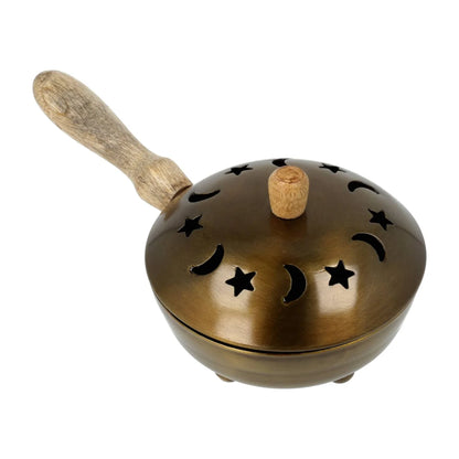Pot porte-encens avec couvercle et poignée, ± 9 x 22 cm - 200 gr. - Facile pour manipuler en toute sécurité. Convient pour tout type d'encens !