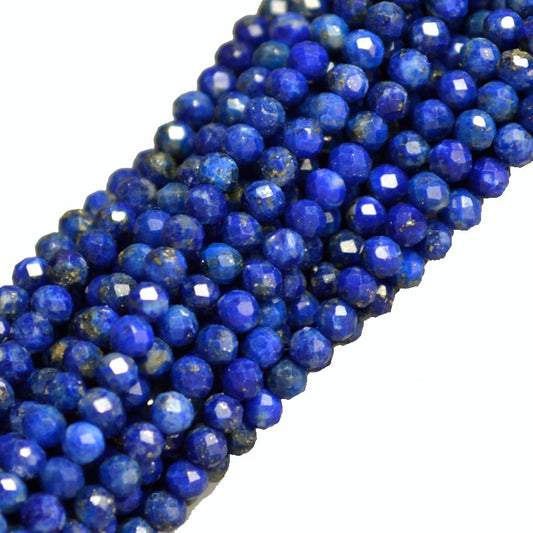 Lapis Lazuli, bracelet de 17 à 21 cm ou en collier de 42 cm. Perle de type 'facetté' de 2/3 mm, montées sur fil élastique ou fil d'acier de haute résistance !
