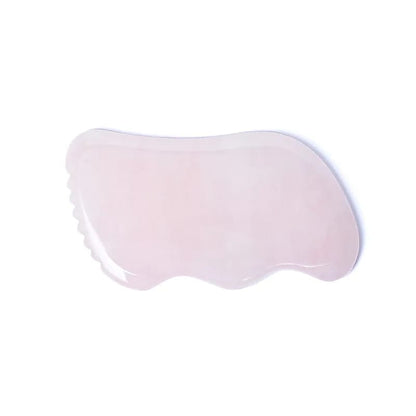 Gua Sha en forme de vague/ poignée en quartz rose – Pierre de massage 9 × 5 × 1,2 cm pour visage et corps - Vendu par 2 !