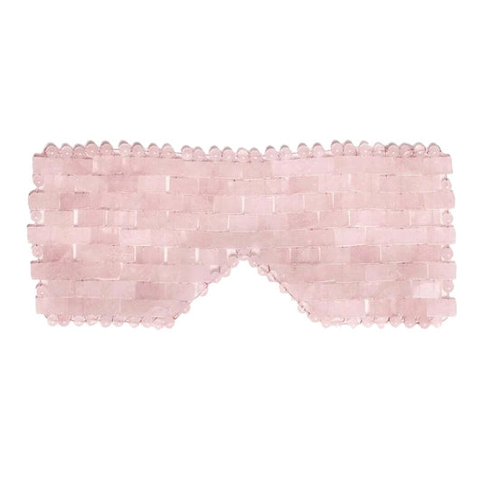 Masque oculaire en pierres naturelles de quartz rose, de 28 x 9 cm !