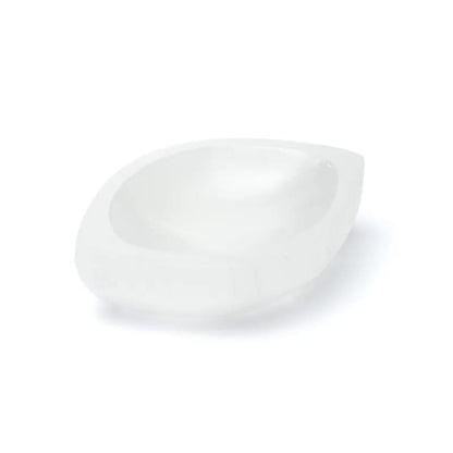 Plat en sélénite en forme d'oeil, parfait pour présenter des bijoux ou de petites décorations - 14 x 9 x 4 cm
