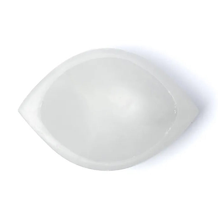 Plat en sélénite en forme d'oeil, parfait pour présenter des bijoux ou de petites décorations - 14 x 9 x 4 cm