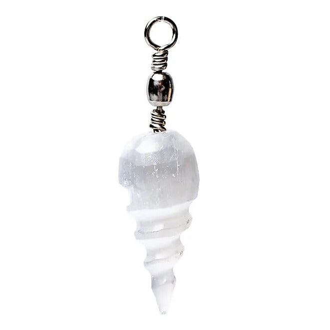 Pendentif en sélénite en forme de spirale, idéal pour le travail énergétique et l’équilibre - Longueur 4 cm - 6 gr.