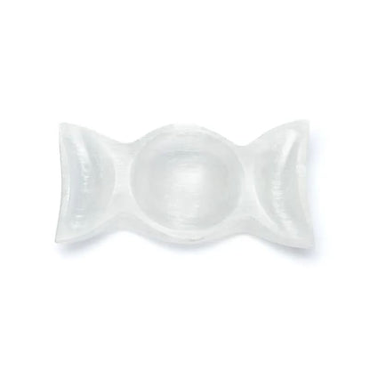 Plat en sélénite en forme de triple lune, parfait pour présenter des bijoux ou de petites décorations - 16 x 8 cm