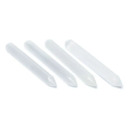 Bâton de massage en sélénite avec pointe énergétique précise – 15 x 1,8 cm - 100 gr. !