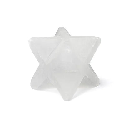 Mercaba/ Mercabah/ Merkabah (étoile à 8 branches), en sélénite. De 40x40 mm - 163 grammes. Qualité A à AA