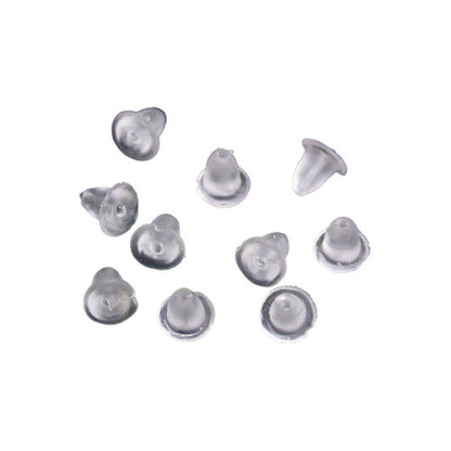 Apprêts 'poussettes' pour tiges de puces/ clous. 2 choix : cuivre argenté 7x11 millimètres ou silicone 'mm.... Vendu par 10 paire !