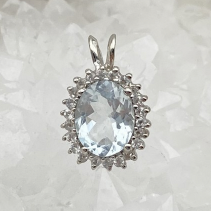 Collection Retro' | Pendentif en Argent serti d'une pierre 'gemme' en : Aigue-Marine - Améthyste - Grenat - Iolite - Péridot - Quartz fumé ou Lemon !