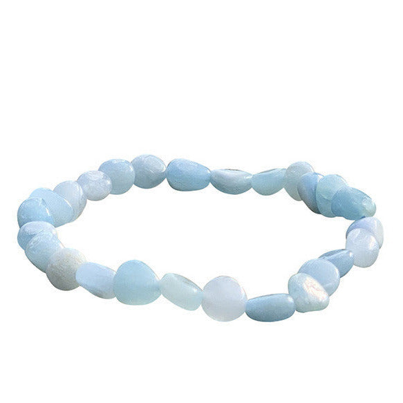 Aigue-marine, perles ‘Graine’ aux formes naturelles • Bracelet 17 à 21 cm • Collier 42 cm • Sautoir 60 cm, montées sur fil haute résistance !
