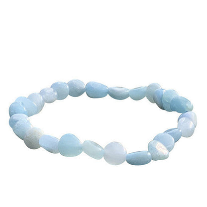 Aigue-marine, perles ‘Graine’ aux formes naturelles • Bracelet 17 à 21 cm • Collier 42 cm • Sautoir 60 cm, montées sur fil haute résistance !
