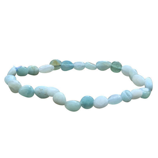 Amazonite, bracelet de 17 à 21cm, collier de 42cm et sautoir de 60cm. Perles de type 'Graine' de formes naturelles montées sur fil de haute résistance !