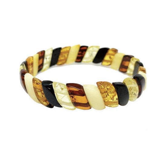 Ambre, bracelet de perles de 13 mm - 18 cm. Fil élastique haute résistance, très belle réalisation !