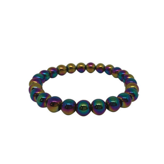 Hématite finition 'Titane', en bracelet de 17 à 21 cm, ou collier de 42 cm. Perles 'rondes' de 6 ou 8 mm. Superbes effets !