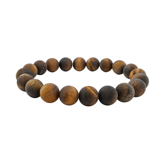 Œil de Tigre, perles rondes, finition Mate/ Dépolie - Ø 10 mm. Vendu en bracelet de 17 à 21 cm - Qualité AA