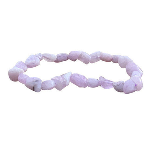 Kunzite, bracelet de 17 à 21cm, collier de 42cm et sautoir de 60cm. Perles de type 'Graine' de formes naturelles montées sur fil de haute résistance !