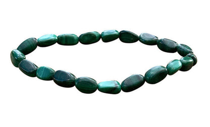 Malachite, bracelet de 17 à 21cm, collier de 42cm et sautoir de 60cm. Perles de type 'Graine' de formes naturelles montées sur fil de haute résistance !