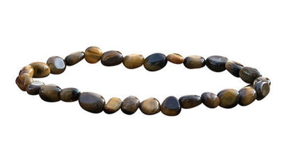 Œil de Tigre, bracelet de 17 à 21cm, collier de 42cm et sautoir de 60cm. Perles de type 'Graine' de formes naturelles montées sur fil de haute résistance !