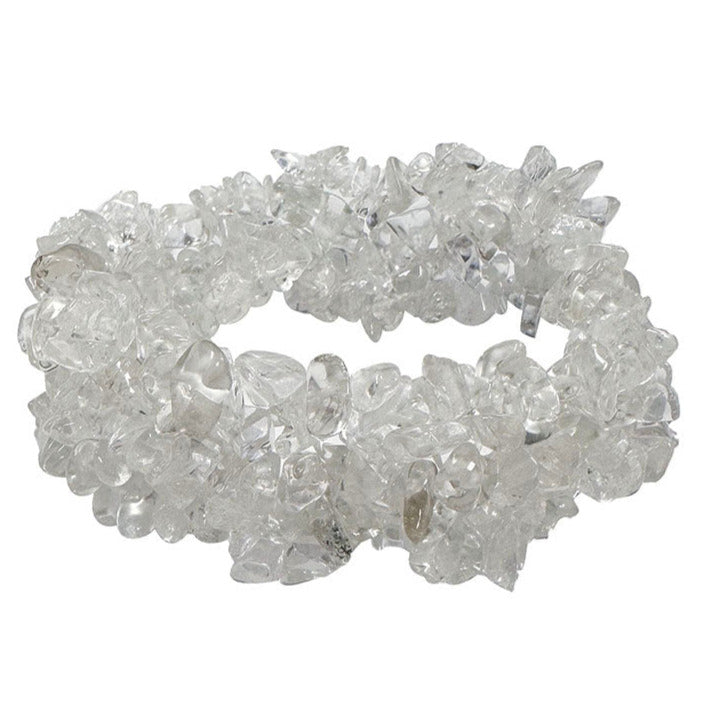 Bracelet en cristal de roche/ quartz, multi-rang en perle de type 'Baroque/Chips' - Superbe pièce !