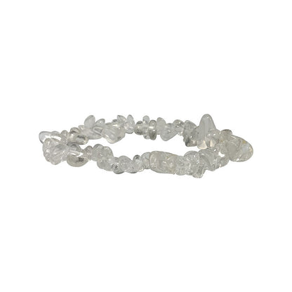 Cristal de roche/ quartz, bracelet de 17 à 21 cm ou en collier de 42 cm ou sautoir de 85 cm. Perle 'baroque/ chips' de 4/7 mm, montées sur fil élastique ou fil d'acier de haute résistance !