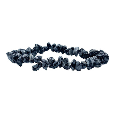 Obsidienne neige, bracelet de 17 à 21 cm ou en collier de 42 cm ou sautoir de 85 cm. Perle de type 'baroque/ chips' de 4/7 millimètres, montées sur fil élastique ou fil d'acier de haute résistance !