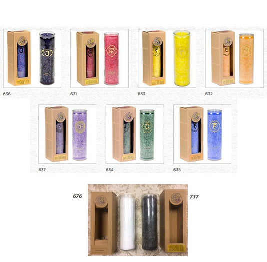 Bougies d'une durée de 100 Heures à la stéarine, 21 cm x 6,5. Couleurs au choix : Blanche, noire ou 7 chakras. Vendu à l'unité ou par 7. Trés bonne qualité, parfait !
