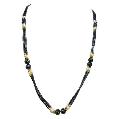 Hématite et perles biwa de 4 à 8 millimètres en collier de 70 cm - 3 finitions au choix pour le fermoir (Argent, laiton doré ou argenté) !