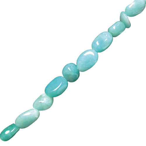Amazonite, bracelet de 17 à 21cm, collier de 42cm et sautoir de 60cm. Perles de type 'Graine' de formes naturelles montées sur fil de haute résistance !