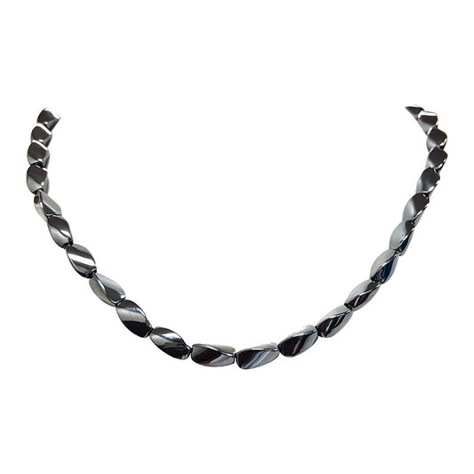 Hématite, perles 'Twist' de 6x8 mm, vendu en fil de perle, en bracelet de 17 à 21 cm, ou en collier de 42 cm. 3 finitions au choix pour le fermoir (Argent, maiton doré ou argenté) !