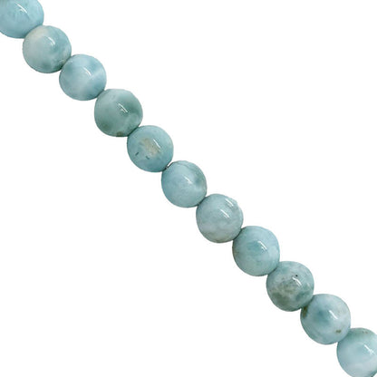 Larimar, perles rondes de 6 millimètres de diamètre, en bracelet ou collier. Qualité de perle AA à AAA !