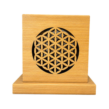 Cube brûleur d’encens Fleur de Vie en Bambou – Purification & Ambiance Zen - 10,3 cm x 9,5 x 7,5