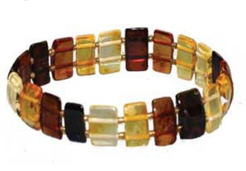 Ambre, bracelet de perles en forme de 'plaquettes rectangulaires' de ± 10x20 mm - ± 18 cm. Qualité AA à AAA, fil élastique haute résistance !