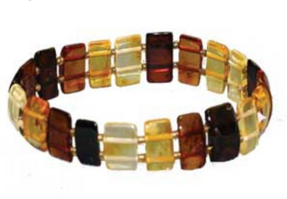 Ambre, bracelet de perles en forme de 'plaquettes rectangulaires' de ± 10x20 mm - ± 18 cm. Qualité AA à AAA, fil élastique haute résistance !
