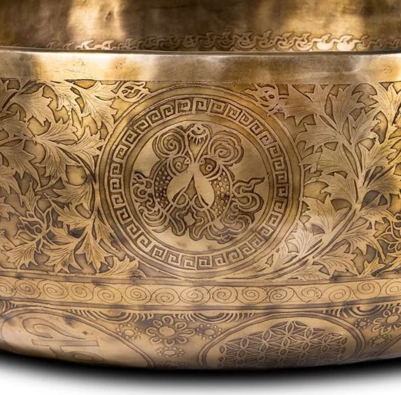 Bol chantant 50 cm – 10-11 kg, gravures : Pieds de Bouddha, 7 chakras, Fleur de la Vie, 8 symboles bouddhistes & mantra O.M.P.H