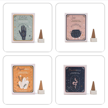 Cônes d'encens 'Celestial Magic', parfait pour ajouter une touche de magie. Vente par boîte de 50 grammes ou par 6 boîtes !