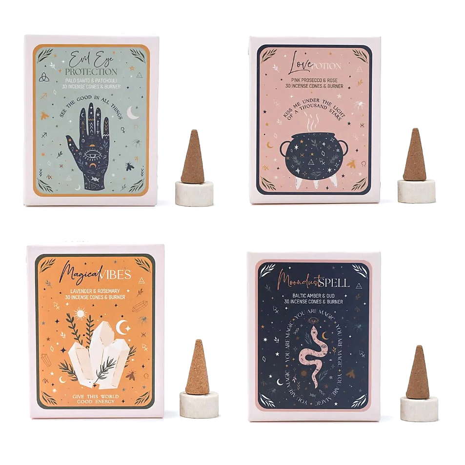 Cônes d'encens 'Celestial Magic', parfait pour ajouter une touche de magie. Vente par boîte de 50 grammes ou par 6 boîtes !