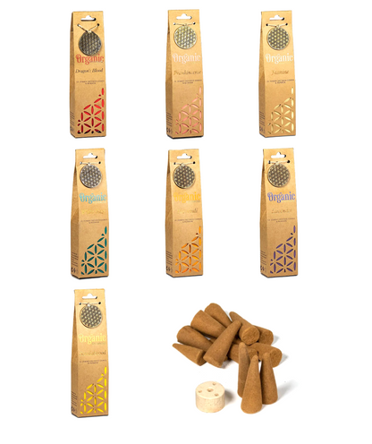 Cônes d'encens 'Organic Goodness', aux huiles essentielles. Vente par boîte de 72 grammes ou par 6 boîtes !
