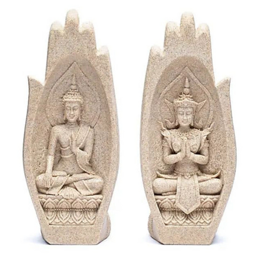 Statuette en sable de Bouddha dans la main de Mudra, de 21 cm - 1070 gr. Parfait dans un Autel, Collection, Exposition...!