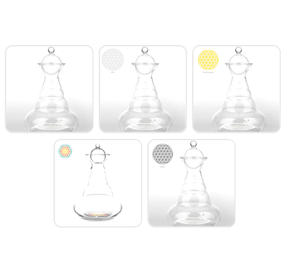 Carafe 'Alladin' 1,3 L – Nature’s Design, fleur de vie gravée, 5 finitions : Basic, Blanche, Multicolore, Or, Platine - Verre soufflé sans plomb !