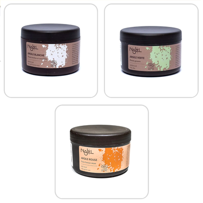 Argile naturelle – blanche, rouge ou verte, 150 g, extraite en Auvergne, idéale pour masques, nettoyage de la peau, cicatrisation et purification !