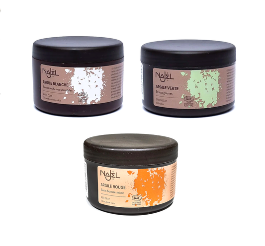 Argile naturelle – blanche, rouge ou verte, 150 g, extraite en Auvergne, idéale pour masques, nettoyage de la peau, cicatrisation et purification !