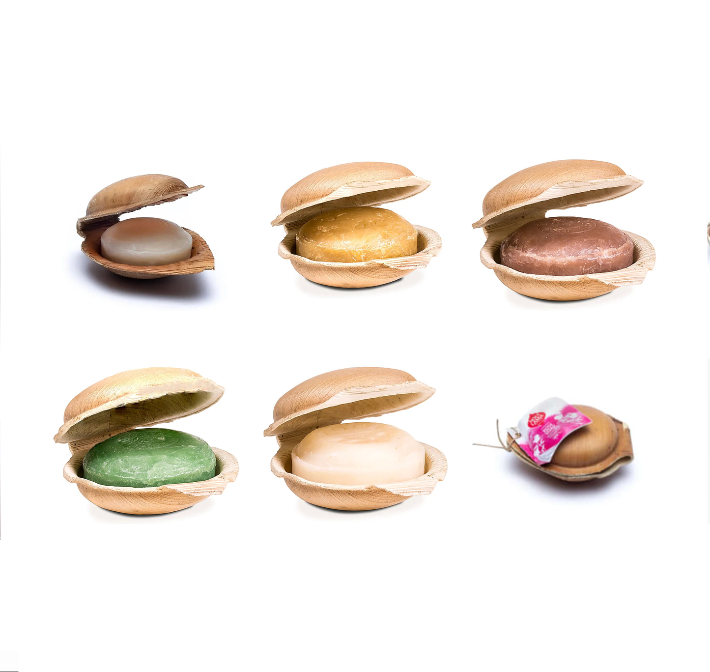 Savons Holy Lama Naturals – 6 parfums : Curcuma, Kewra, Lavande, Rain Forest, Rose, Yogi - 100 g chacun - Emballés dans une feuille de palmier !