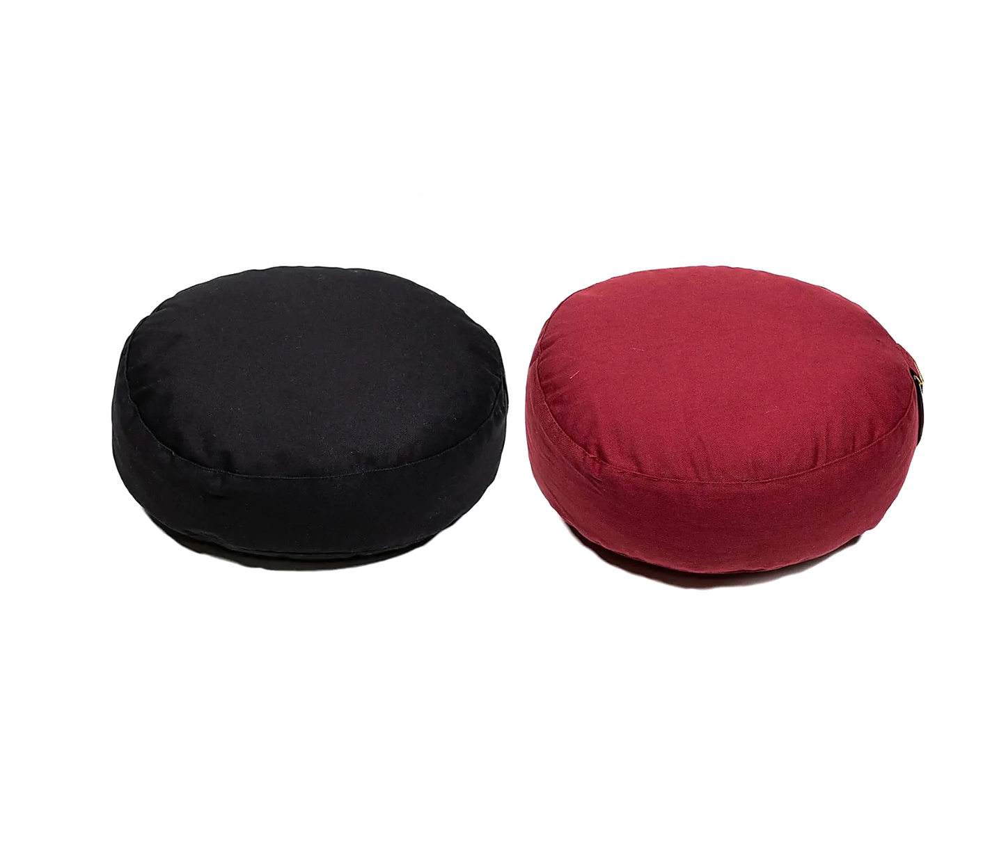 Sélection de 2 coussins 'Enfant ou Voyage' au choix pour Yoga et Méditation - Rouge ou noir - 26x11 cm - 0,850 kg. Housse extérieure en coton | Garnissage en cosses de sarrasin !