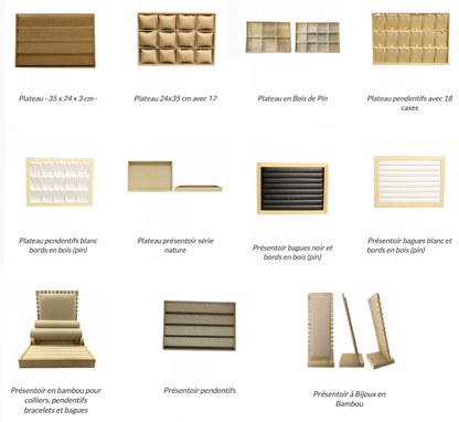 Série “Nature” – Boîtes de rangement et de présentation pour bijoux et cristaux – Formats de 14×10 cm à 35×24 cm – Vente à l’unité !