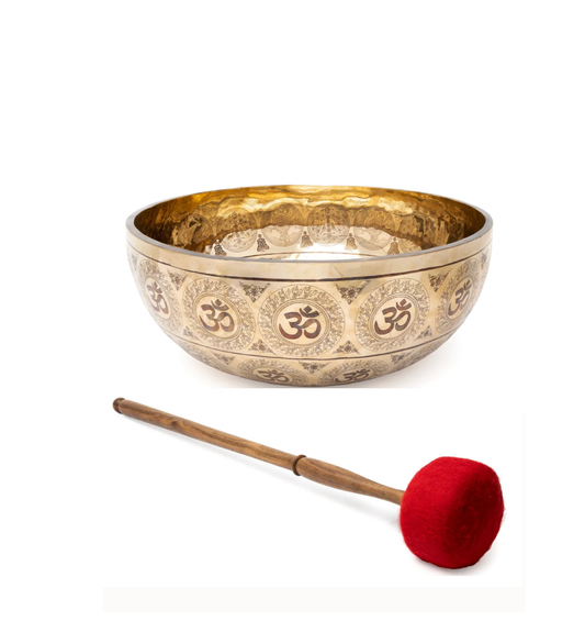 Bol chantant 50 cm – 10,5 kg avec gravures des chakras et de la Fleur de Vie - Vendu avec maillet XL de 70 cm