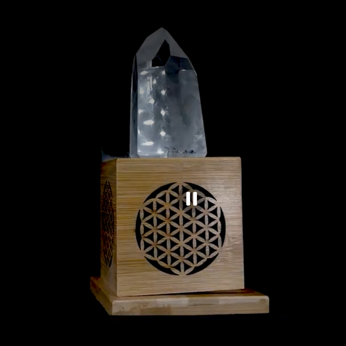 Cube brûleur d’encens Fleur de Vie en Bambou – Purification & Ambiance Zen - 10,3 cm x 9,5 x 7,5