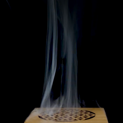 Cube brûleur d’encens Fleur de Vie en Bambou – Purification & Ambiance Zen - 10,3 cm x 9,5 x 7,5